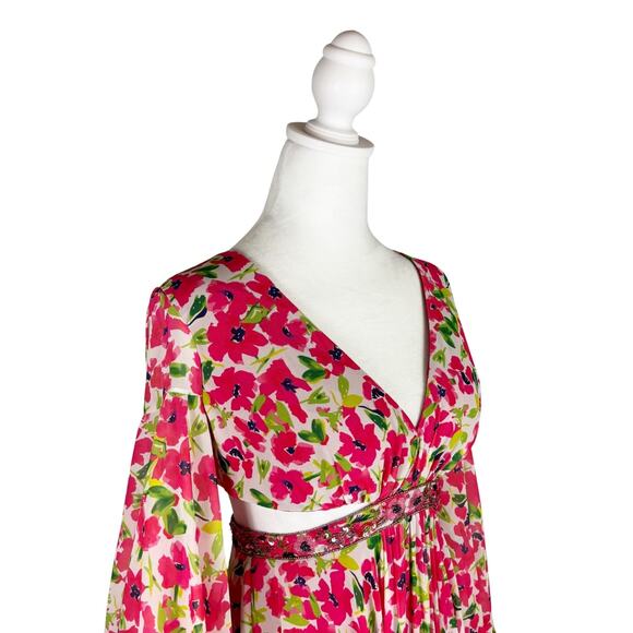 Mac Duggal Floral Printed Short Bell Dress 2 Pink NWT - Picture 6 of 12